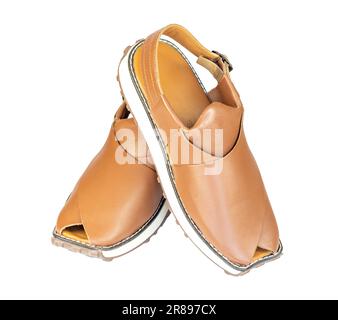 Peshawari chappal is a traditional footwear of Pakistan, worn especially by Pashtuns in the Khyber Pakhtunkhwa. Stock Photo