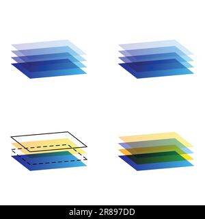 Layered paper isometric stacks set Stock Vector