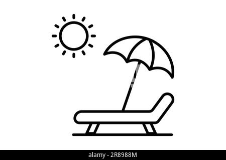 Sunbed icon. icon related to sea, summer. Contains icons beach, sun, chair, relaxation. Line icon style design. Simple vector design editable Stock Vector