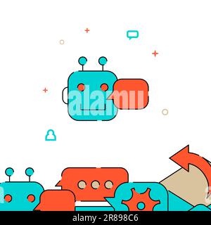 Robot, chat bot filled line vector icon, simple illustration, related bottom border. Stock Vector