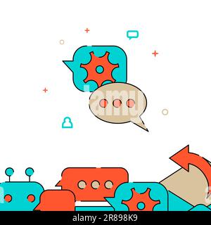 Contacting technical support filled line vector icon, simple illustration, related bottom border. Stock Vector