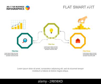Three Elements Flowchart Slide Template Stock Vector