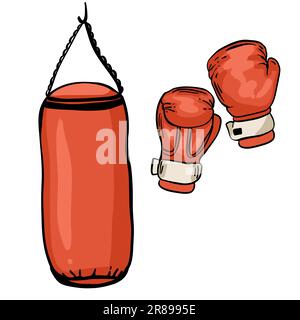 Punching bag for training power punch. Vector illustration. Stock Vector