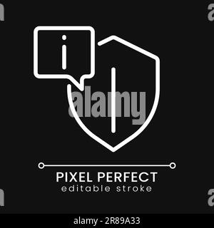 Reliable information pixel perfect white linear icon for dark theme Stock Vector