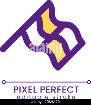 Waving chequered flag pixel perfect RGB color ui icon Stock Vector