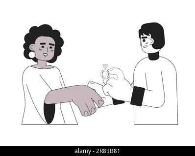 Engagement proposal monochrome concept vector spot illustration Stock Vector