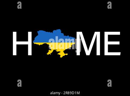 Ukraine is my HOME t-shirt concept on black background. Vector poster design for Happy Constitution or Independence day Stock Vector