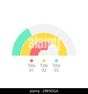 Semicircle infographic chart design template with three options Stock Vector