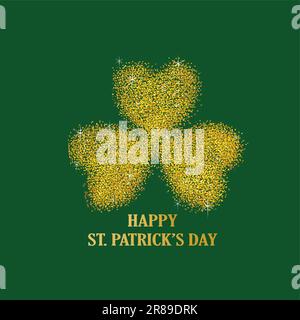 Gold dust of three leaved shamrock, symbol of Saint Patrick Stock Vector