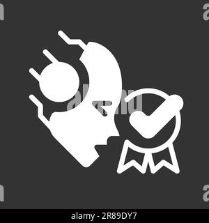 AI recommends in medicine white linear glyph icon for night mode Stock Vector