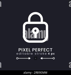 Private key white linear desktop icon on black Stock Vector