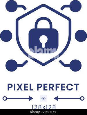 Network security black solid desktop icon Stock Vector