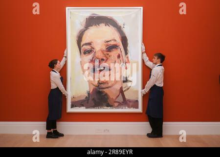London UK. 20 June 2023 Jenny Saville  Jenny Saville, 'Shadow Study' ,Estimate: GBP 2,000,000-3,000,000. Sotheby's preview of  Summer Sales of Modern & Contemporary Art. The sale takes place at Sotheby's New Bond Street on 27 June.Credit: amer ghazzal/Alamy Live News Stock Photo
