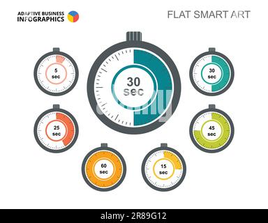 Timer Doughnut Charts Slide Template Stock Vector