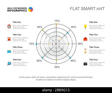 Eight Options Radar Chart Slide Template Stock Vector