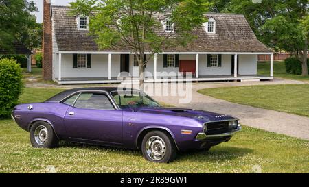 DEARBORN, MI/USA - JUNE 17, 2023: 1970 Dodge Challenger R/T car, The Henry Ford (THF) Motor Muster car show, near Detroit, Michigan. Stock Photo