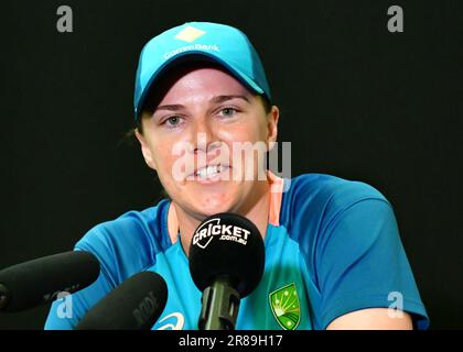 20th June, 2023. Trent Bridge Cricket Stadium, Nottingham, UK. , . England Ladies v Australia Ladies in the Ashes Cricket Test Match. Tahlia McGrath (Australia) press conference. Picture: Mark Dunn/Alamy, Credit: Mark Dunn Photography/Alamy Live News Stock Photo