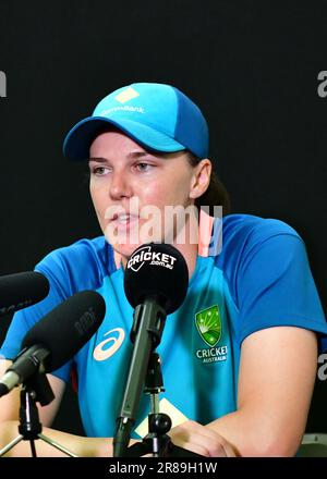 20th June, 2023. Trent Bridge Cricket Stadium, Nottingham, UK. , . England Ladies v Australia Ladies in the Ashes Cricket Test Match. Tahlia McGrath (Australia) press conference. Picture: Mark Dunn/Alamy, Credit: Mark Dunn Photography/Alamy Live News Stock Photo