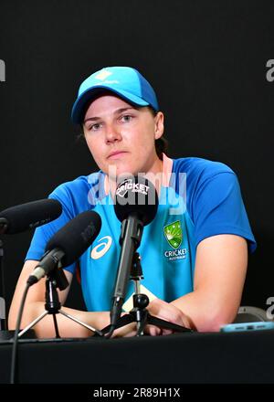 20th June, 2023. Trent Bridge Cricket Stadium, Nottingham, UK. , . England Ladies v Australia Ladies in the Ashes Cricket Test Match. Tahlia McGrath (Australia) press conference. Picture: Mark Dunn/Alamy, Credit: Mark Dunn Photography/Alamy Live News Stock Photo