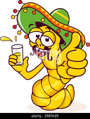 Tequila Worm- A Cartoon Illustration of a Tequila Worm Stock