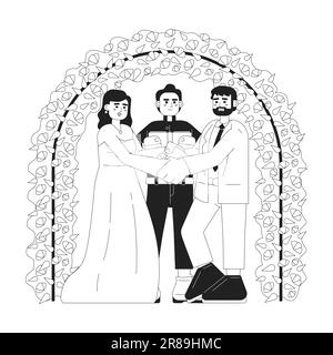 Catholic wedding vows monochrome concept vector spot illustration Stock Vector