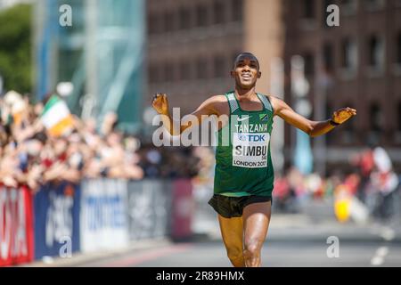 Alphonce Felix Simbu participating in the marathon at the World Athletics Championships London 2017. Stock Photo