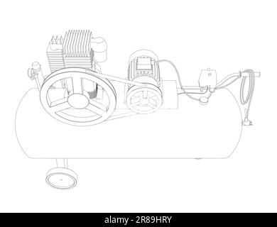 Air Compressor Isolated on White. Air compressor pneumatic icon. Outline air compressor pneumatic vector icon for web design isolated on white backgro Stock Vector