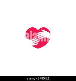 Love Hand Logo Symbol. Heart Care Logo. Human Community Logo Stock Vector