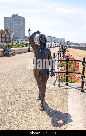Herne Bay North Kent, England UK -  A bronze statue to honour English aviator Amy Johnson  Ms Johnson was the first woman to fly solo from England to Australia in 1930. She died when her plane crashed into the Thames Estuary near Herne Bay in January 1941. Stock Photo