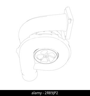 Steam turbine rotor operation. Vector illustration. Automotive turbine outline. Stock Vector