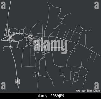 Street roads map of the ARC-SUR-TILLE QUARTER, DIJON Stock Vector