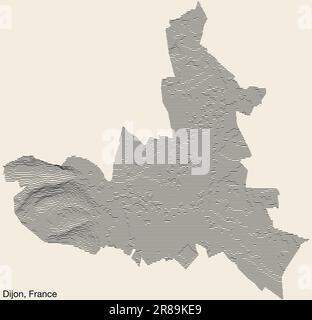 Topographic relief map of DIJON, FRANCE Stock Vector