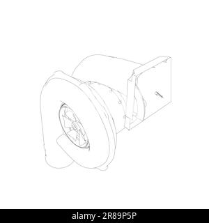 Steam turbine rotor operation. Vector illustration. Automotive turbine outline. Stock Vector