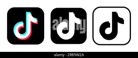 TikTok logo set variation on white social media app background. Tik Tok app. Vector. Editorial Stock Vector