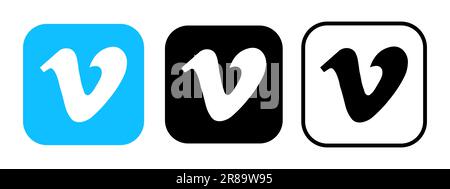 Set of vector vimeo social network icons on transparent background. EPS images. Editorial Stock Vector