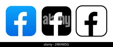 Set of vector Facebook social network icons on transparent background. EPS images. Editorial Stock Vector
