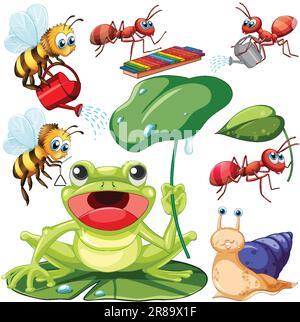 Set of various insects cartoon characters illustration Stock Vector ...