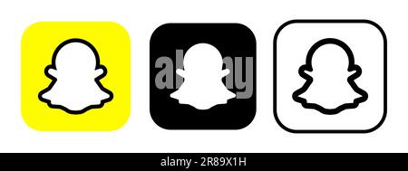 Set of vector SnapChat social network icons on transparent background. EPS images. Editorial Stock Vector