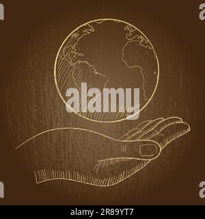 Illustration of a hand holding globe Stock Vector Image & Art - Alamy