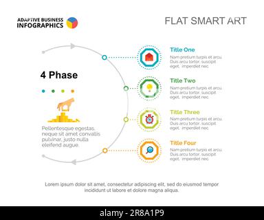 Four Phases Chart Slide Template Stock Vector
