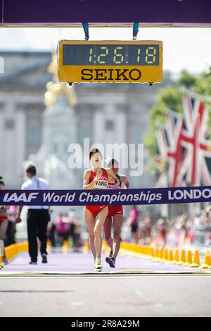 Jiayu YANG participating in the 20 Kilometres Race Walk at the World Athletics Championships London 2017. Stock Photo