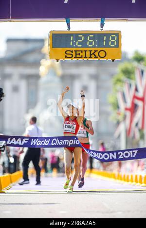 Jiayu YANG participating in the 20 Kilometres Race Walk at the World Athletics Championships London 2017. Stock Photo