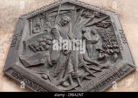 England, Dorset, Dorchester, Shire Hall Museum, Memorial Plaque to The Conviction of the Tolpuddle Martyrs Stock Photo