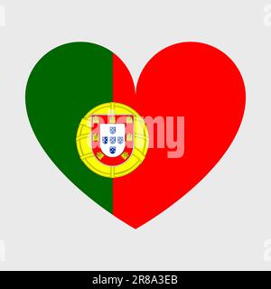Portugal flag vector icons set of illustrations in the shape of heart, star, circle and map. Stock Vector