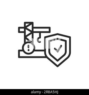 Construction risks insurance color line icon. Isolated vector element. Outline pictogram for web page, mobile app, promo Stock Vector