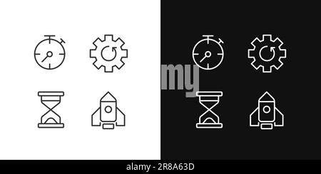 Process and operation pixel perfect linear icons set for dark, light mode Stock Vector