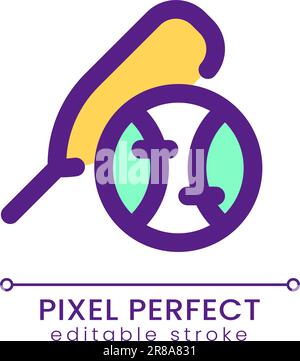 Baseball equipment pixel perfect RGB color ui icon Stock Vector