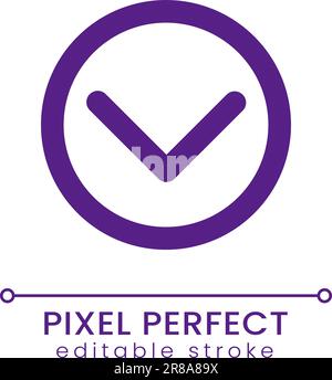 Downward direction button pixel perfect RGB color ui icon Stock Vector