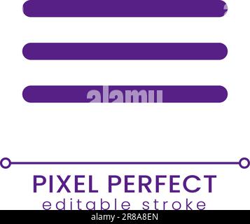 Hamburger menu button pixel perfect RGB color ui icon Stock Vector