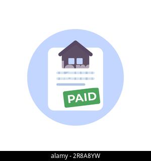 house loan, mortgage paid icon, flat vector Stock Vector